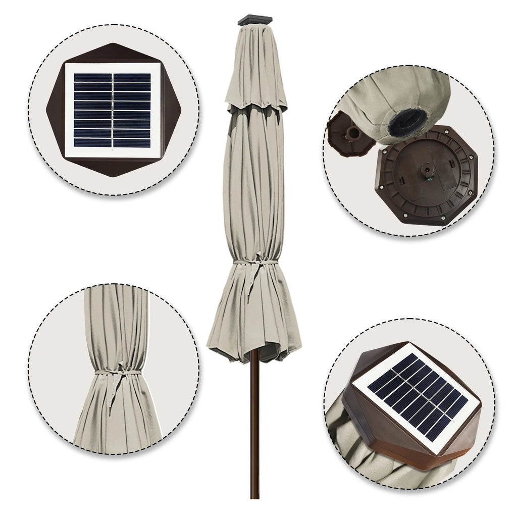 EliteShade 9ft Market Patio Umbrella With 80 LED Lights, Ruby