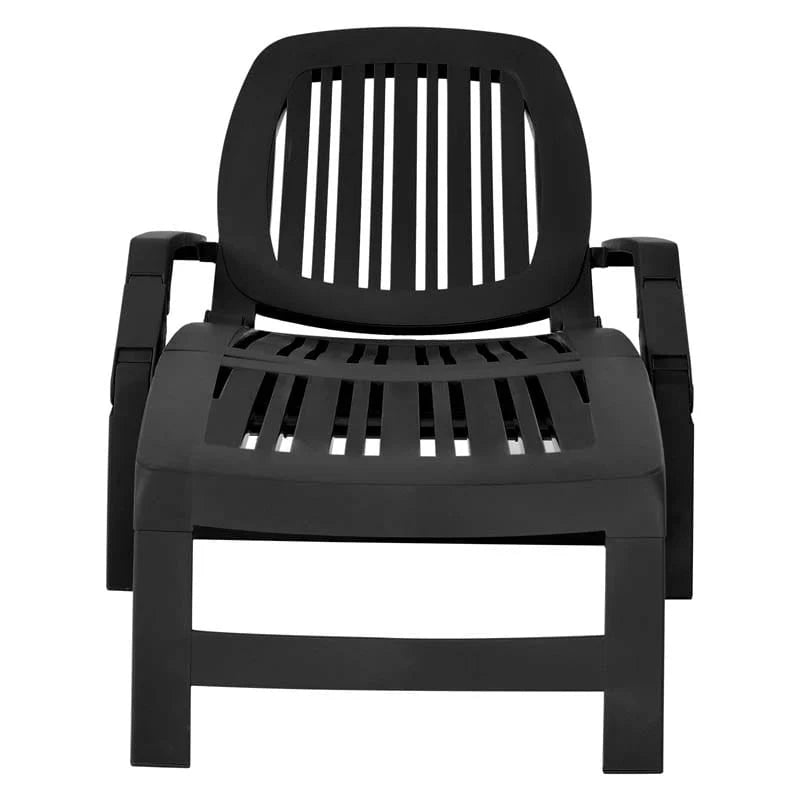 Folding Plastic Outdoor Chaise Lounge Chair With Wheels, 6-Position, 65.5 x 29 x 16.5-37 in, 330 lbs