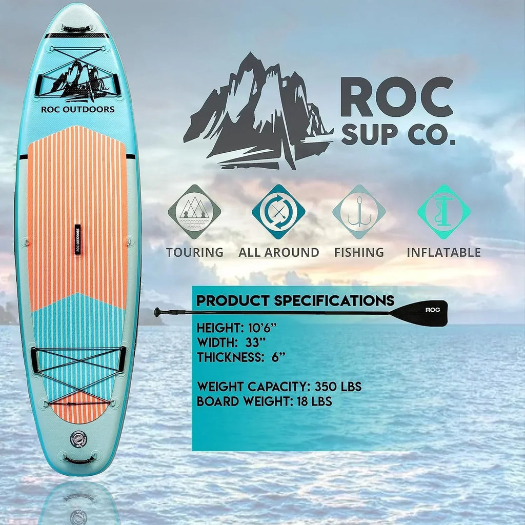 ROC Inflatable Stand-Up Paddle Board With Anti-Slip Comfortable Deck