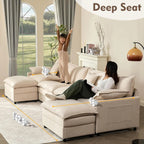 108 Inch U Shape Sectional Sofa With Removable Footstool
