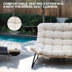 Crestlive Products Patio Loveseat With Cushions, Beige, 53 in x 36 in x 30 in, 350 Pounds Capacity
