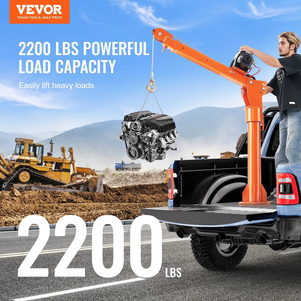 VEVOR Electric Pickup Truck Crane 2200 lbs With 6000 lbs Winch - HXCZDJ-02