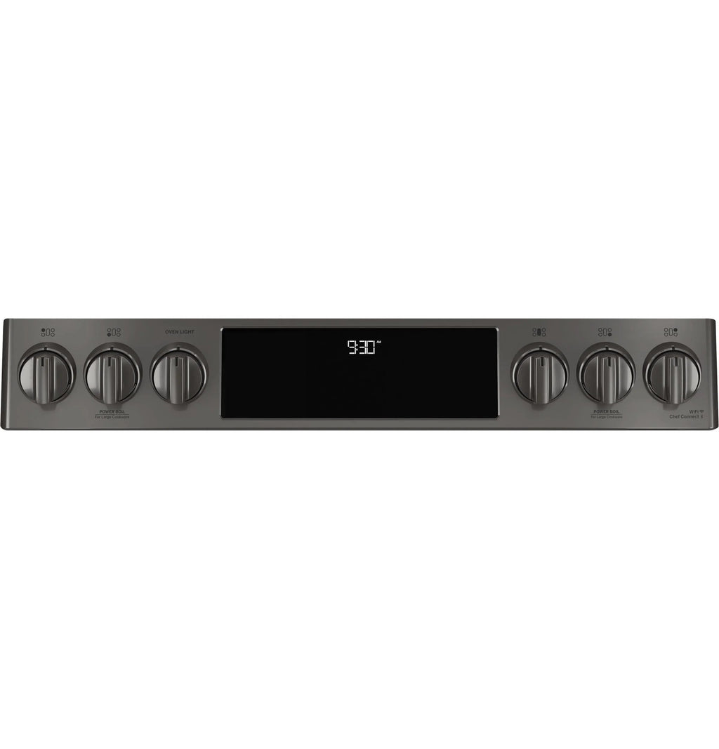 GE APPLIANCES Profile 30in Smart Slide-In Front-Control Gas Range, Black Stainless - PGS930BPTS