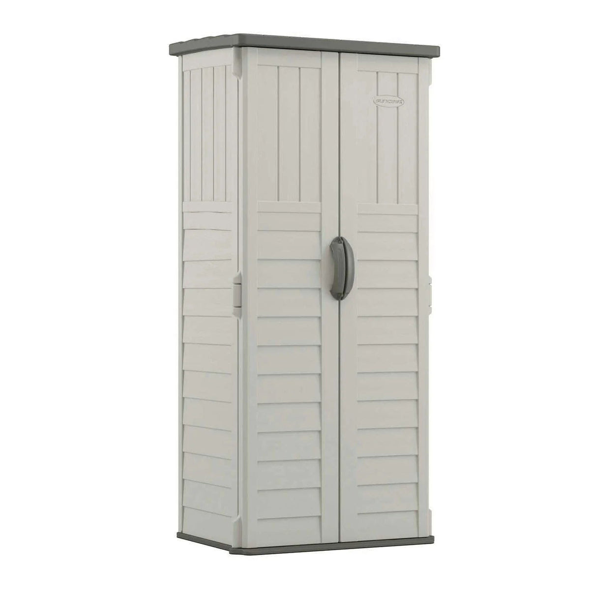 Suncast Resin Vertical Storage Shed, 22 Cubic Feet, Light Taupe, 2' 1.5in x 2' 8.5in x 6' - BMS1250