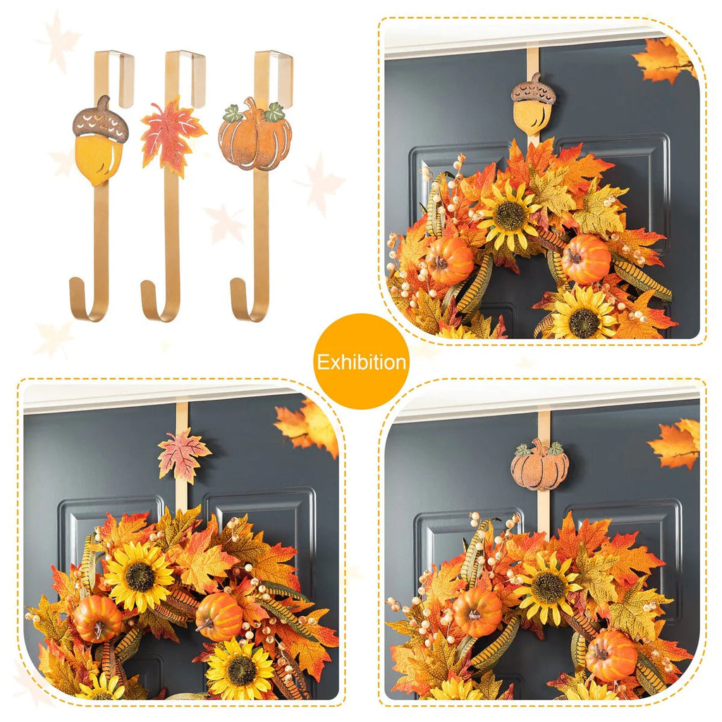 Thanksgiving LED Lighted Fall Maple Leaf Wreath And Garland, 24 in Wreath / 72 in Garland - 20 Clear Lights