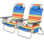 Costway Folding Backpack Beach Chairs 4-Pack, 5-Position Adjustable