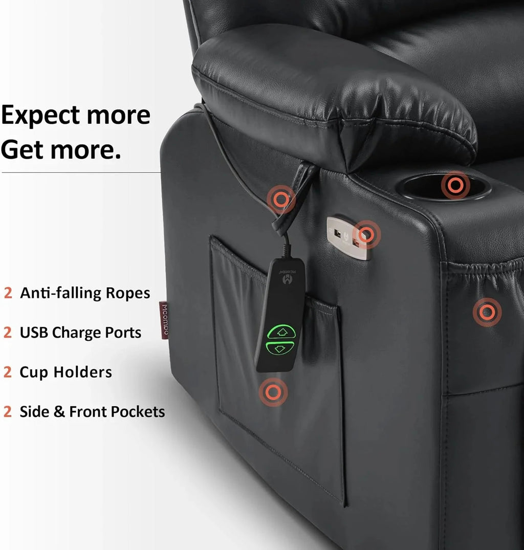 Heated Lift Recliner for Seniors with USB and Cup Holders