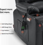 Heated Lift Recliner for Seniors with USB and Cup Holders