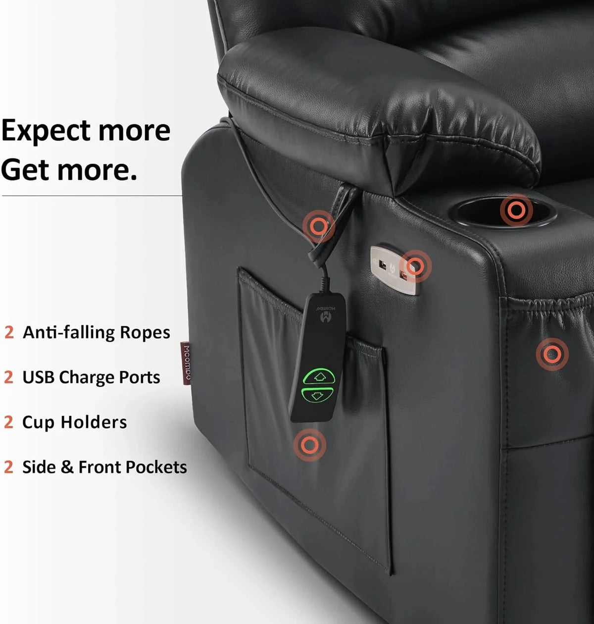 Heated Lift Recliner for Seniors with USB and Cup Holders