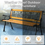 Garden Park Bench, Cast Iron And Kembat Wood, Black And Natural, 49.5in x 20.5in x 29in