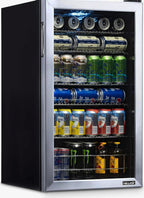 NewAir Beverage Refrigerator Cooler, 126 Cans, 3.4 Cubic Feet, Stainless Steel - AB-1200
