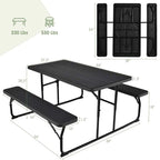 4-Person Folding Picnic Table Bench Set, 59 in x 54 in x 28.5 in - Steel And HDPE