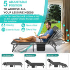 Slsy 5-Position Adjustable Folding Lounge Chair And Cot - 75.2" x 25.6" x 11.8"