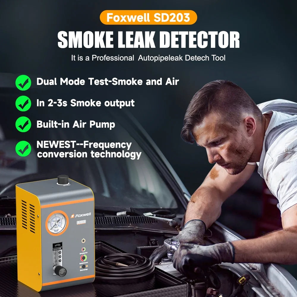 FOXWELL Automotive Smoke Machine With Pressure Gauge And Flow Meter, 12V - SD203