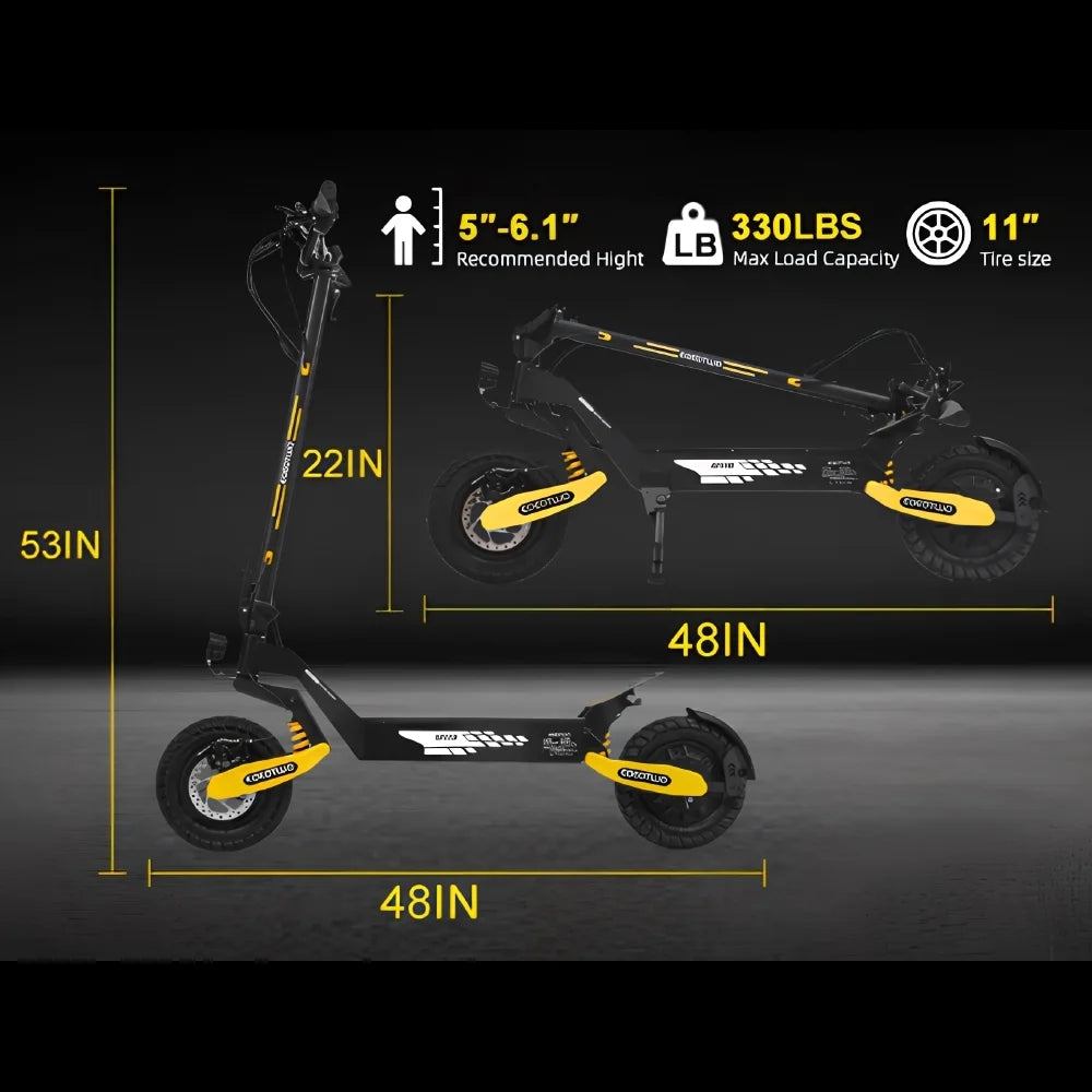 Off Road Electric Scooter For Adults, 1200W, 11 in Tires, 330 lb Load - GT06