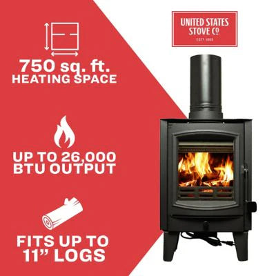 US Stove Tiny Wood Stove 750 Sq. Ft. - TH-100