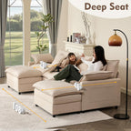 108 Inch U Shape Sectional Sofa With Removable Footstool