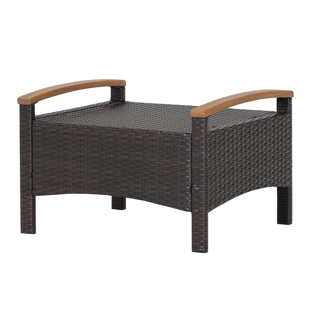 Costway Set Of 2 Patio Rattan Ottoman Footrests With Cushions, Mix Brown/Beige, 25 x 20 x 16 in