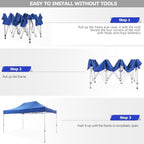 COBIZI Pop-Up Canopy 10 x 15 ft Blue With 4 Sidewalls