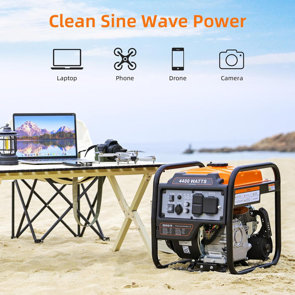 Gas Powered Open Frame Inverter Generator, 4400 Peak Watts / 3400 Running Watts - RV Ready
