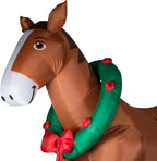 Christmas Inflatables Clydesdale Horse Holiday Inflatable, 9 Foot Wide, Brown, Lights Up - MTR-17148