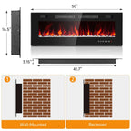 Dovov Wall Mounted Electric Fireplace Heater, 50 inch, Black, 750/1500W