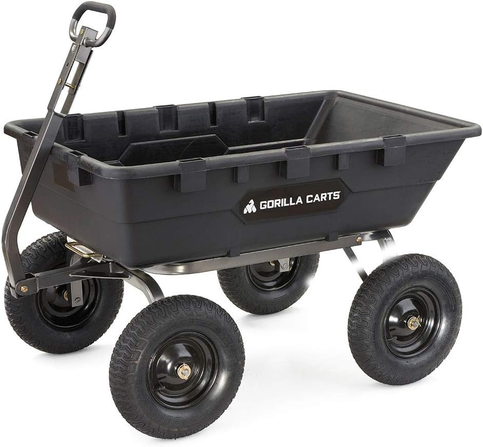 Gorilla Carts Utility Dump Wagon 6 Cubic Feet 1200 lb Capacity Black - GOR6PS