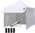 Eurmax USA 10 x 10 Pop-Up Commercial Canopy Tent With 4 Sidewalls, Roller Bag And Awning