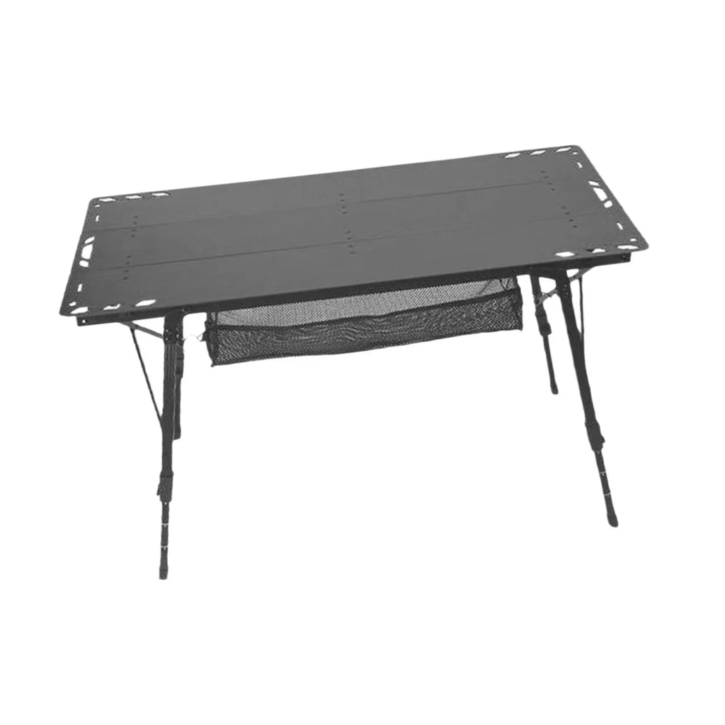 Miulika Folding Camping Table, Aluminum Alloy And PP, 103cm x 55cm, Adjustable Height 45cm-67cm - Black
