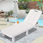 Outdoor Adjustable Patio Lounge Chair Set Of 2 With Side Table, White - 74.5 x 24.4 x 30 inch