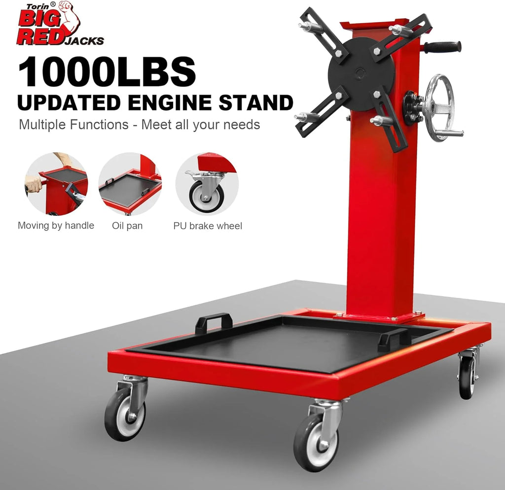 Rotating Engine Stand, 1,000 Lbs Capacity With Removable Oil Pan And Magnetic Tray - AT25002R