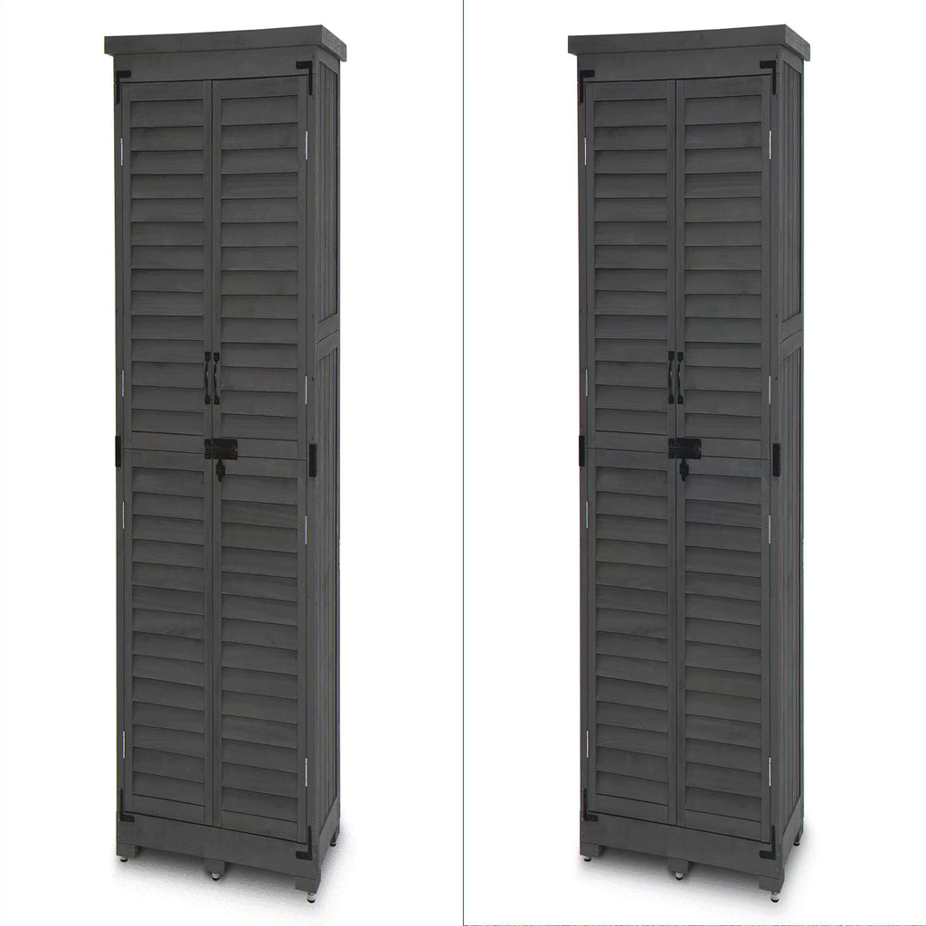 MCombo Tall Garden Wood Storage Shed, Brown - 1.52 x 2.85 ft
