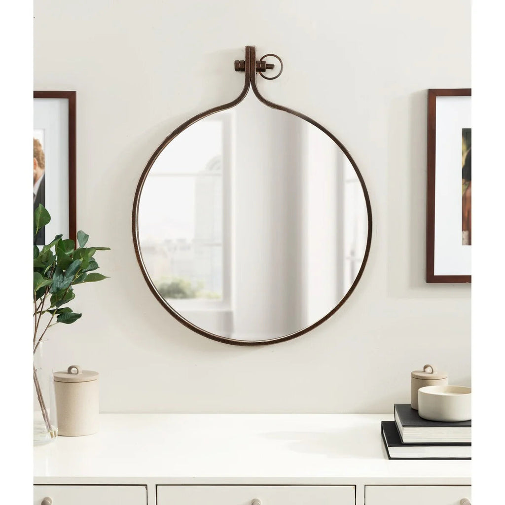 Modern Round Wall Mirror With Decorative Metal Frame