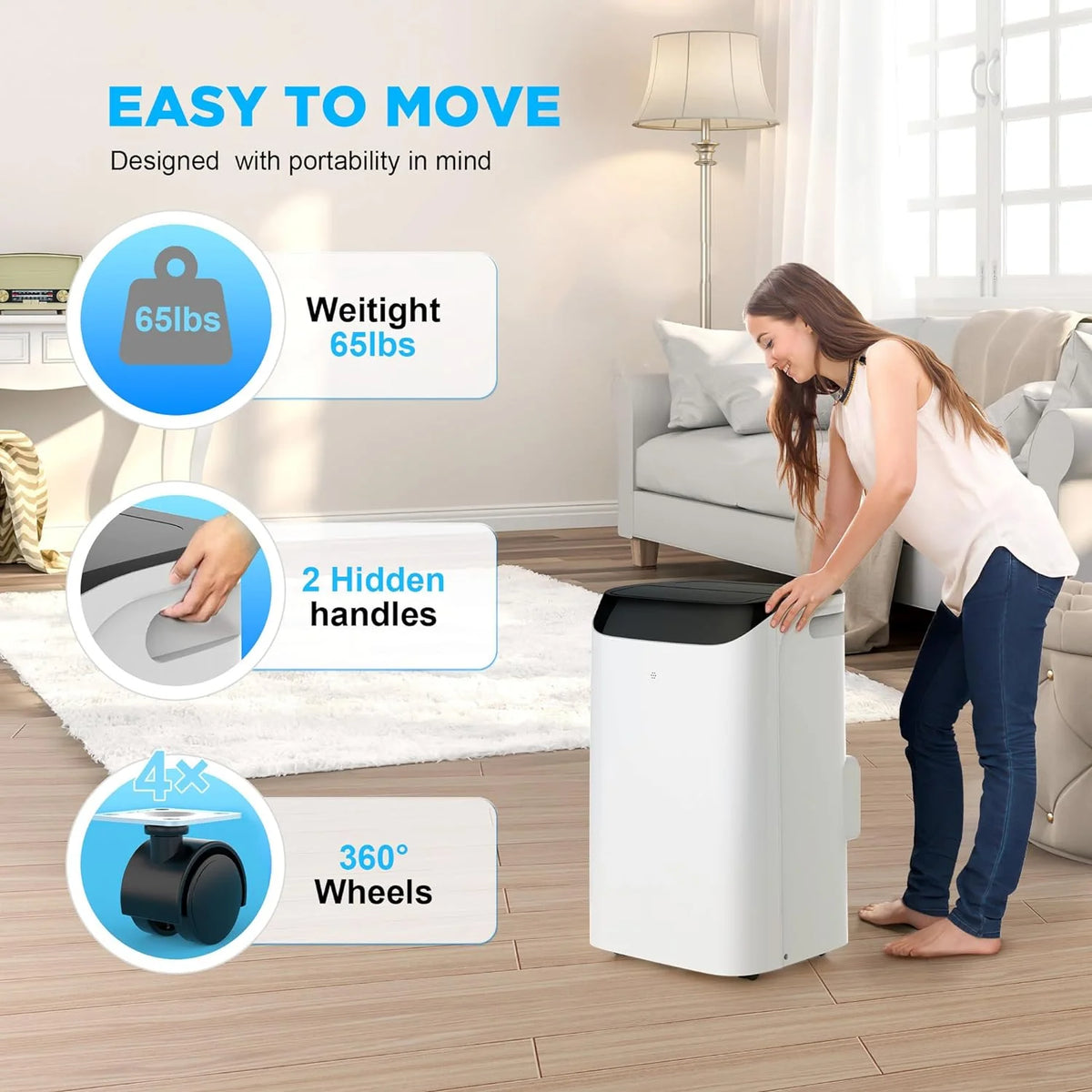 HUMHOLD Portable Air Conditioner, 14000 BTU, White - HDPAC-10-A1
