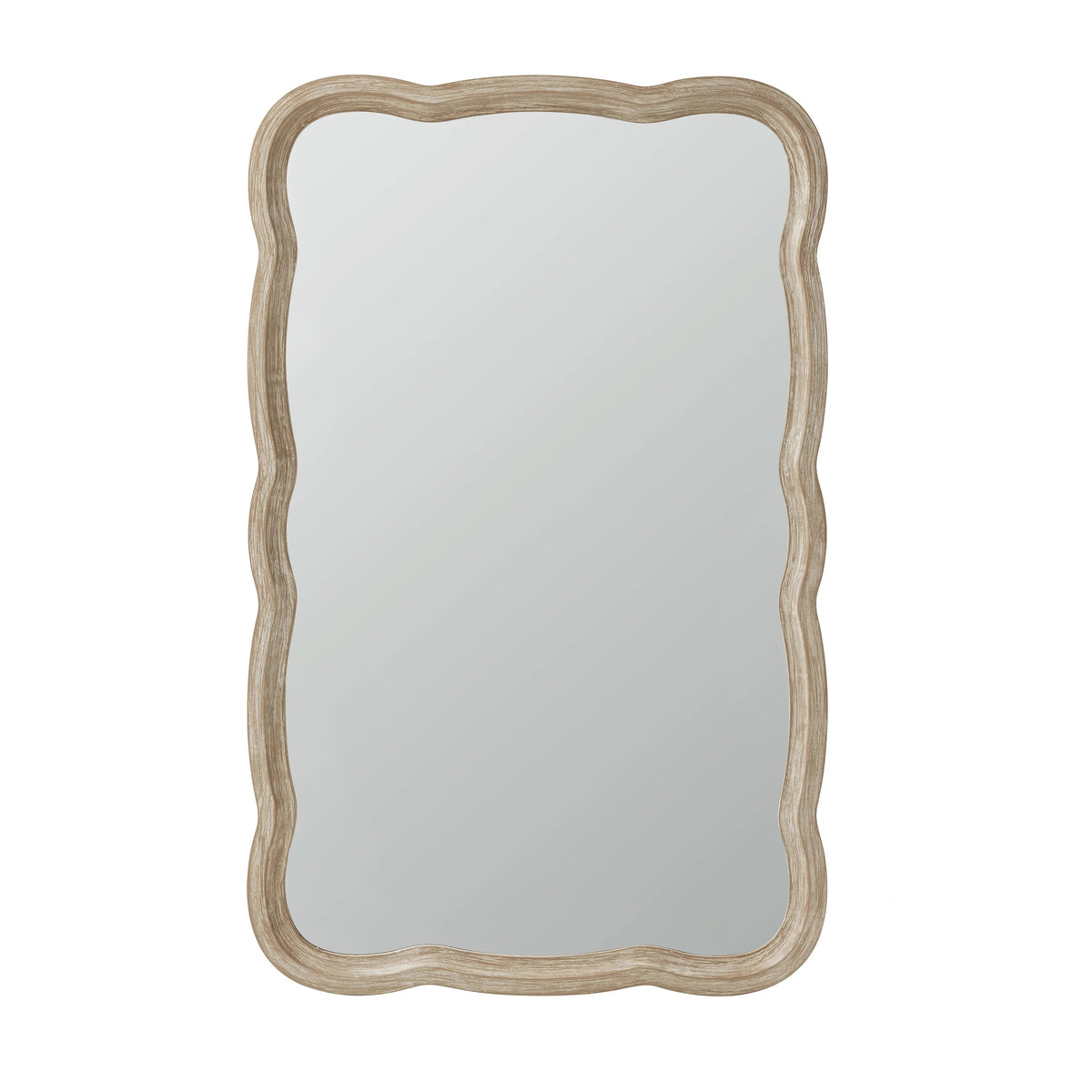 Curved Scallop Wood Frame Accent Mirror, 23.5 in L x 38 in W x 1 in H - Antique-Brown Or White