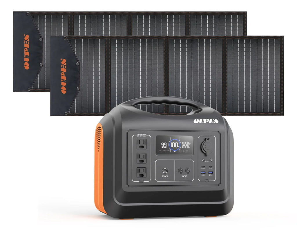 OUPES Portable Power Station 1488Wh 1800W With 2 x 100W Panels