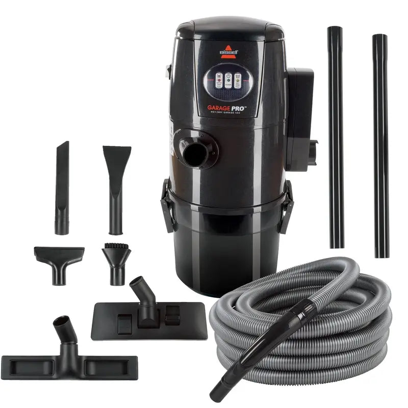 BISSELL Garage Pro Wall-Mounted Wet/Dry Vacuum, 12 Amp, 4 Gallon, 32-Foot Hose, 7 Attachments
