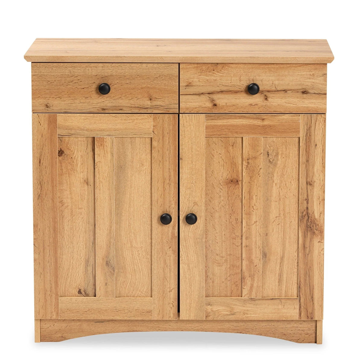 Baxton Studio 2-Door Buffet Kitchen Cabinet, Oak Brown Finished Wood - Lauren