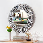 Round Crystal Accent Decorative Wall Mirror - 18/24/34 in