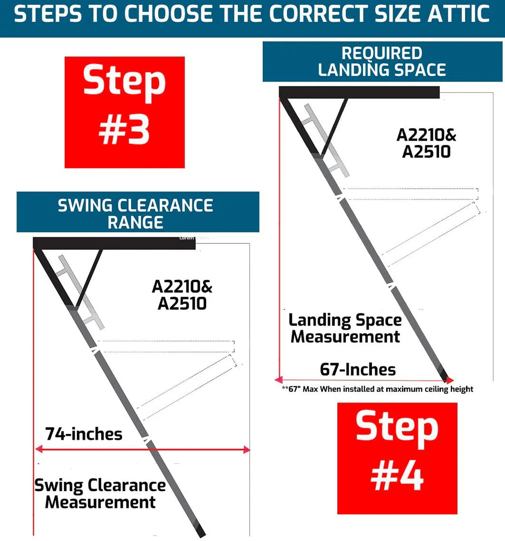 Elite Aluminum Attic Ladder, 25-1/2 by 54-Inch Rough Opening, 7-10-Foot Ceiling Height, 375-Pound Capacity - AA2510