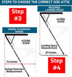 Elite Aluminum Attic Ladder, 25-1/2 by 54-Inch Rough Opening, 7-10-Foot Ceiling Height, 375-Pound Capacity - AA2510