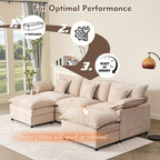108 Inch U Shape Sectional Sofa With Removable Footstool
