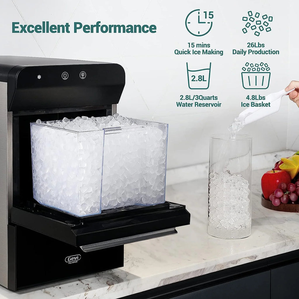 Gevi Countertop Self-Cleaning Nugget Ice Maker, 30 Lbs/24 Hours, 2.8L - V2.0