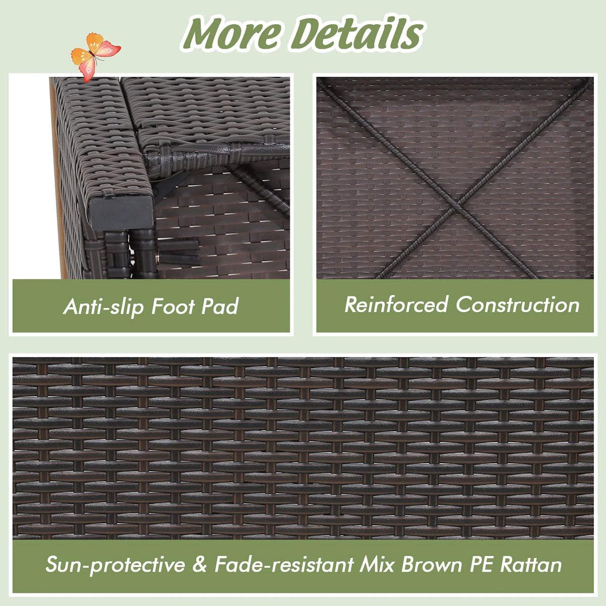 Costway Set Of 2 Patio Rattan Ottoman Footrests With Cushions, Mix Brown/Beige, 25 x 20 x 16 in