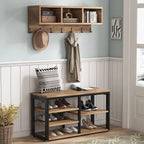 5-in-1 Entryway Hall Tree With Coat Rack, Shoe Bench, 7 Hooks, 3 Cubbies And 3-Tier Shoe Rack