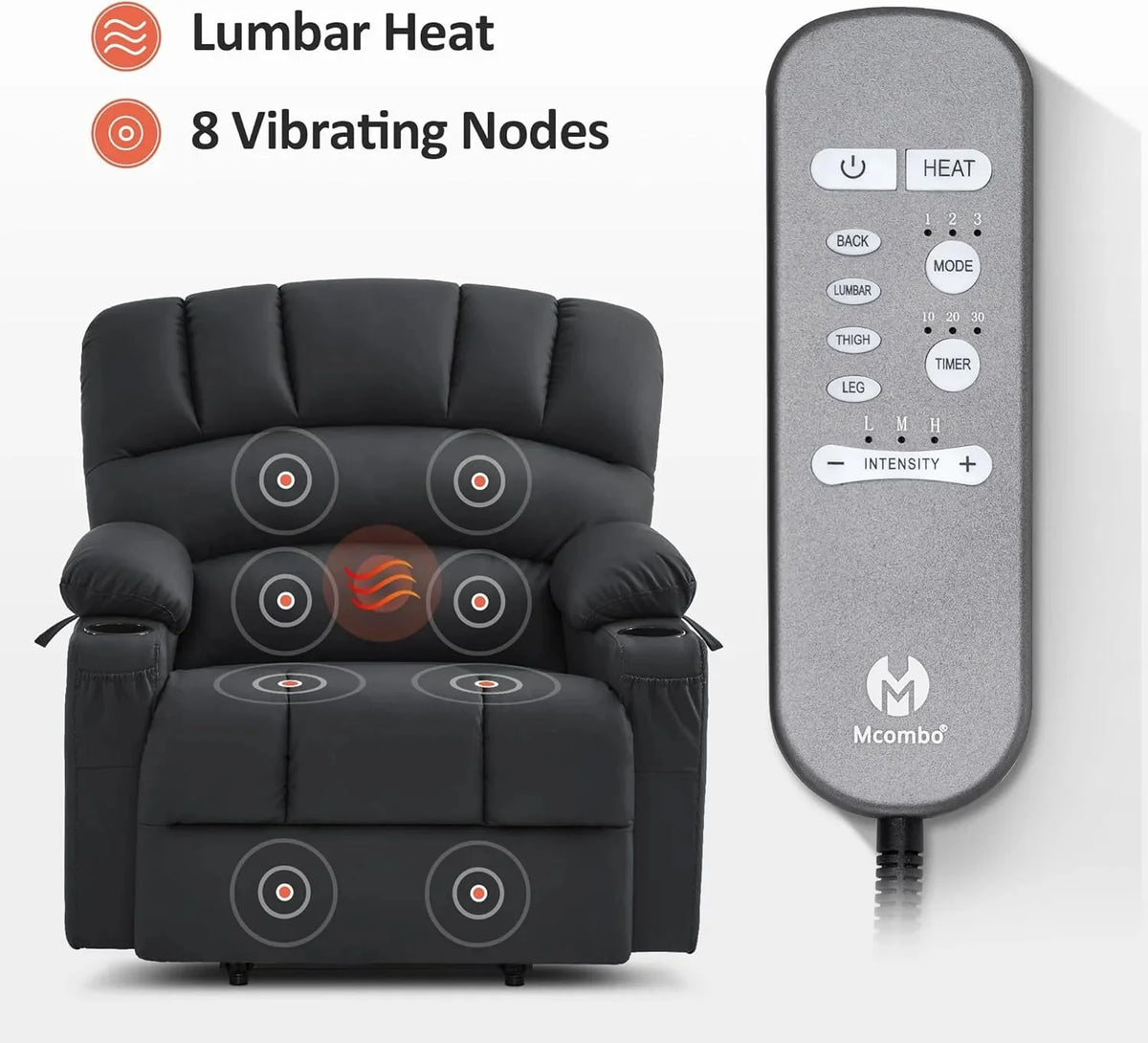 Heated Lift Recliner for Seniors with USB and Cup Holders