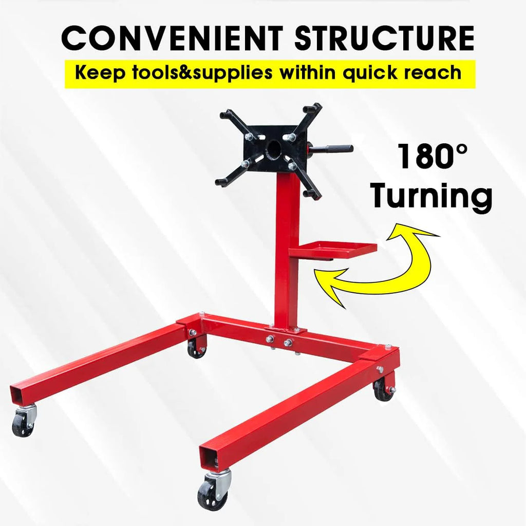 Rotating Engine Stand, 1,000 Lbs Capacity With Removable Oil Pan And Magnetic Tray - AT25002R