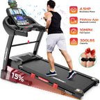 Famistar Foldable Treadmill, 4.5HP, 15 Auto Incline Levels, 10 MPH, 300 lbs Capacity