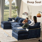 108 Inch U Shape Sectional Sofa With Removable Footstool
