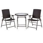 Ulax Furniture 3-Piece Wicker Folding Bistro Set With Balcony Table And Chairs